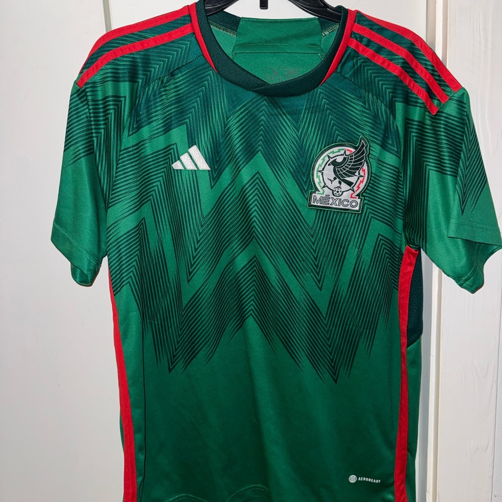 adidas Green Mexico National Team Football Jersey with Red Accents